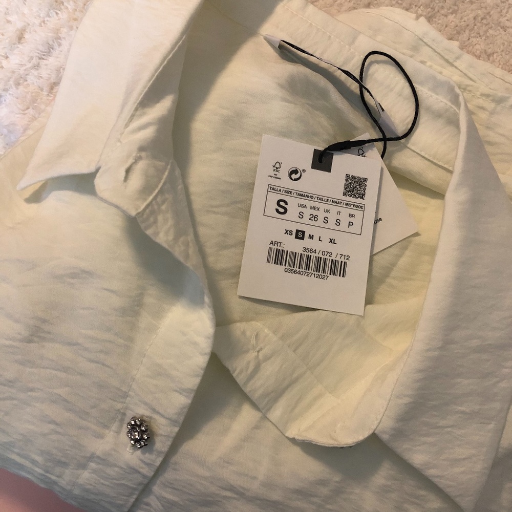 ZARA White Jewel Button Mini Dress